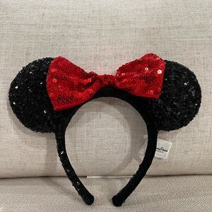 Sequin Minnie Mouse Ears with Red Bow